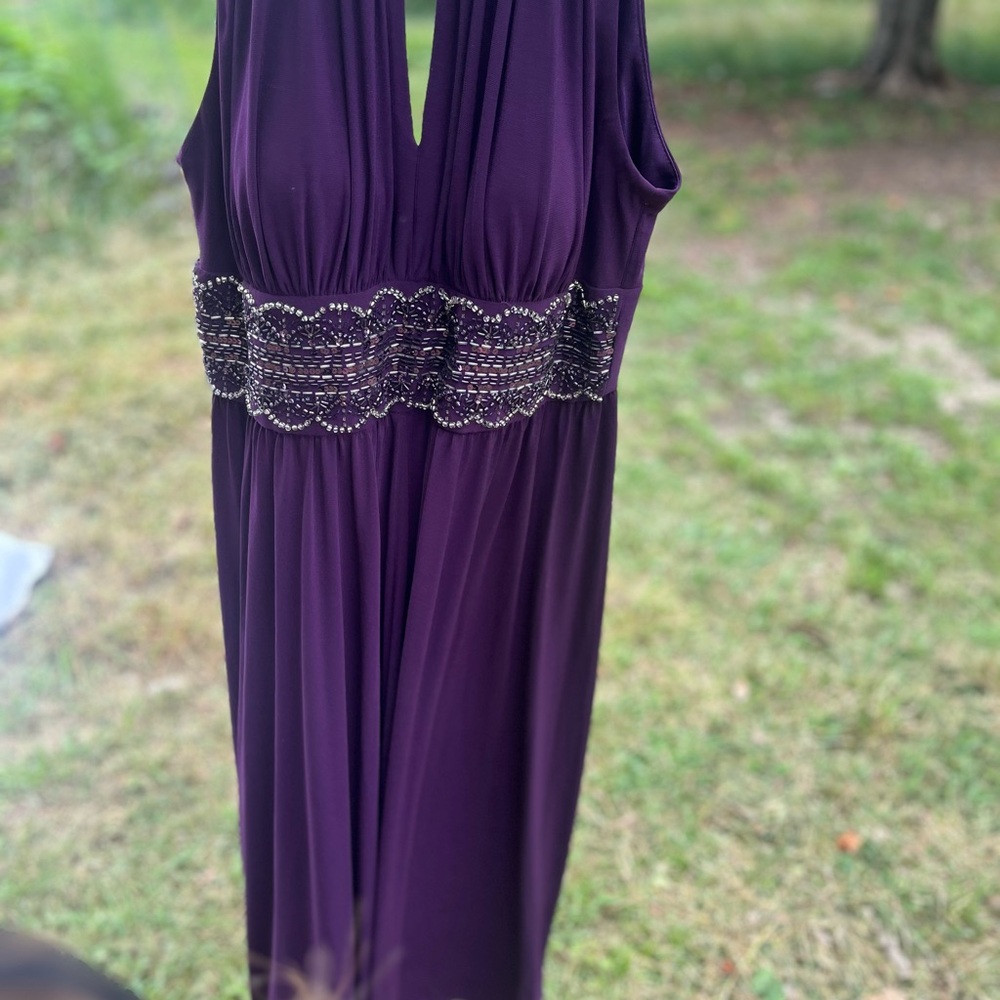 R&M Richards Deep Purple Backless Dress